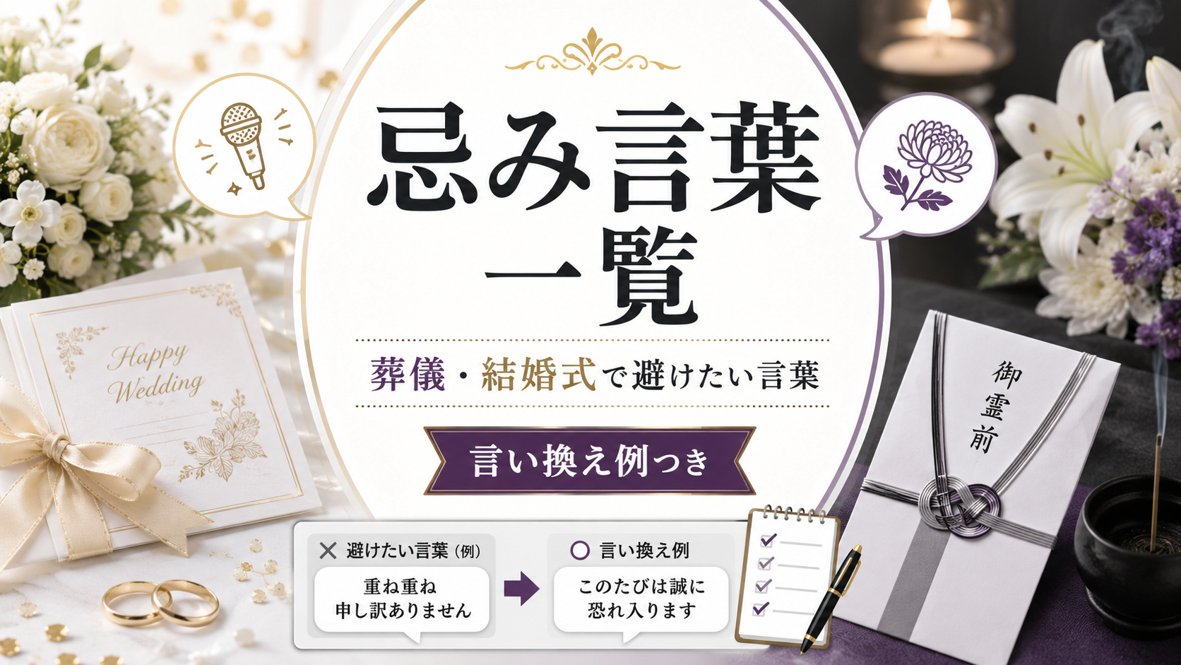 葬儀・結婚式の忌み言葉一覧｜避けたい言葉と言い換え例をシーン別に解説