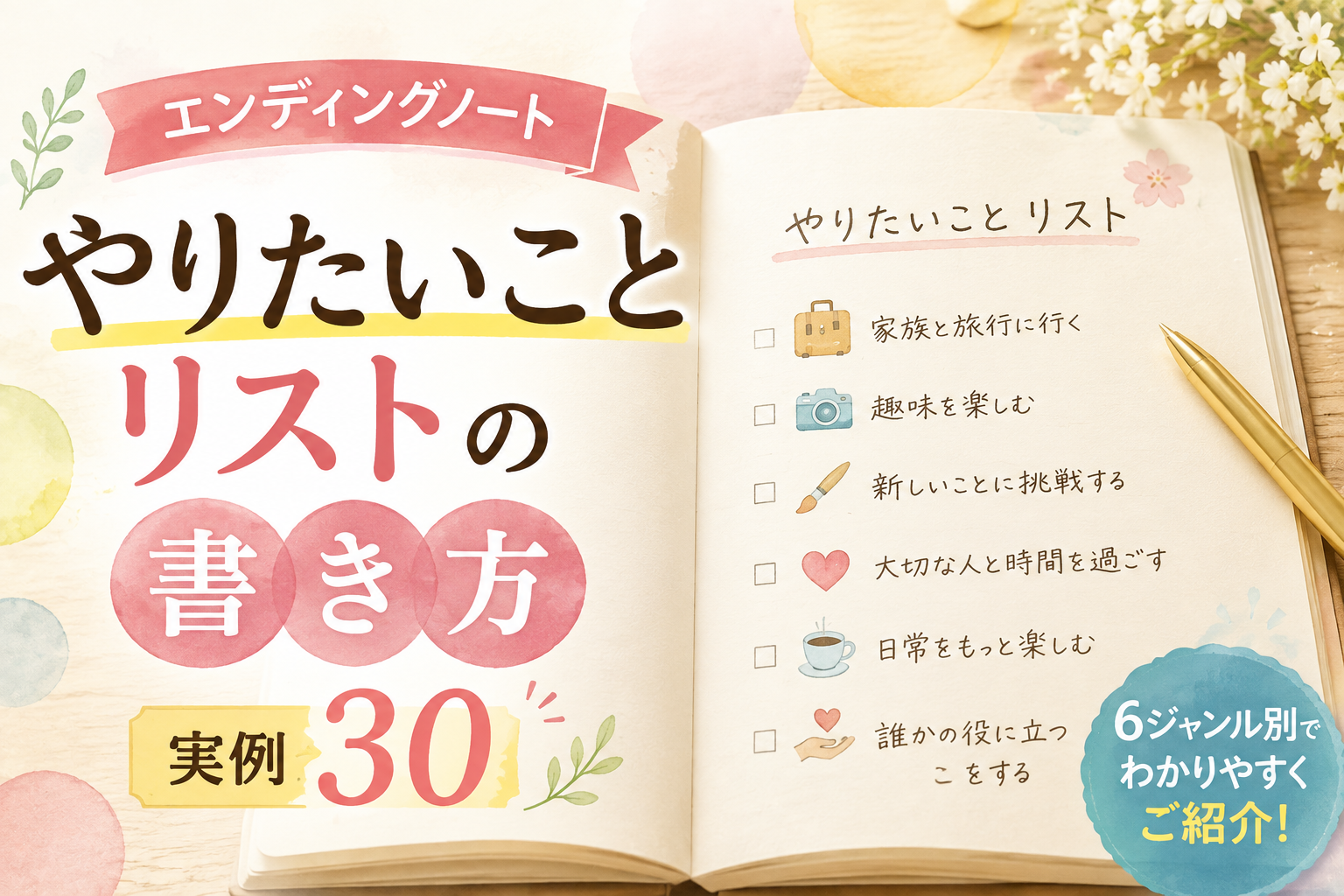 エンディングノート「やりたいことリスト」の書き方|実例30