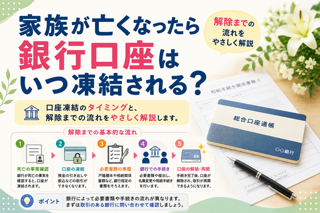 家族が亡くなったら銀行口座はいつ凍結される？解除までの流れをやさしく解説