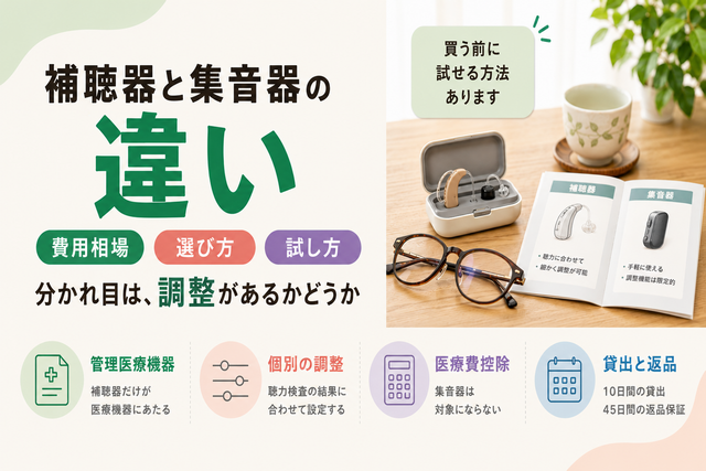補聴器と集音器の違い|費用相場・選び方と失敗しない試し方
