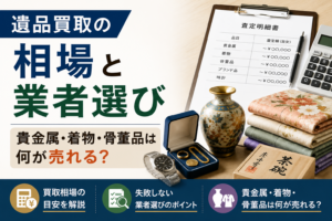 遺品買取の相場と業者選び｜貴金属・着物・骨董品は何が売れる？