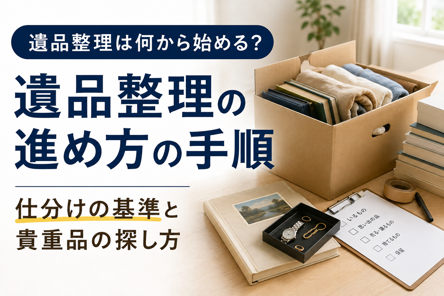 遺品整理は何から始める？進め方の手順｜仕分けの基準と貴重品の探し方