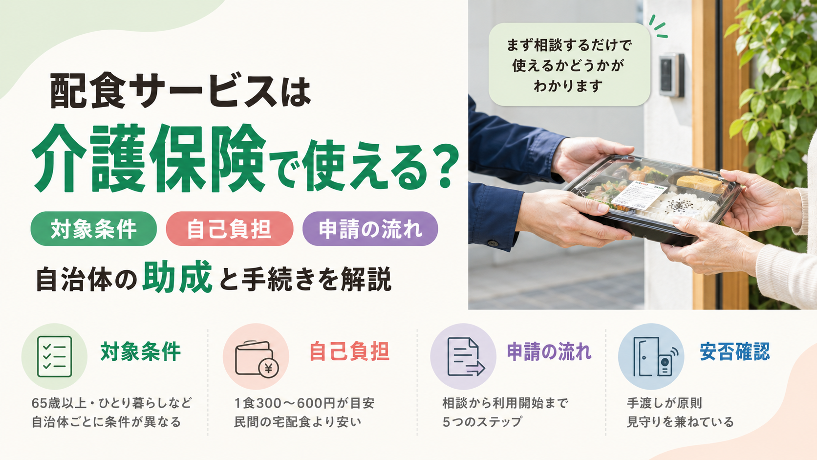 配食サービスは介護保険で使える?自治体の助成・申請の流れと自己負担