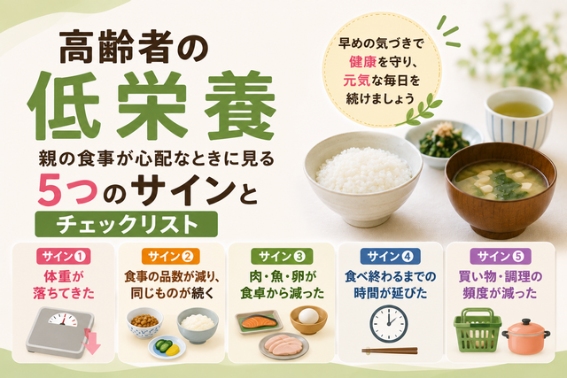 高齢者の低栄養|親の食事が心配なときに見る5つのサインとチェックリスト