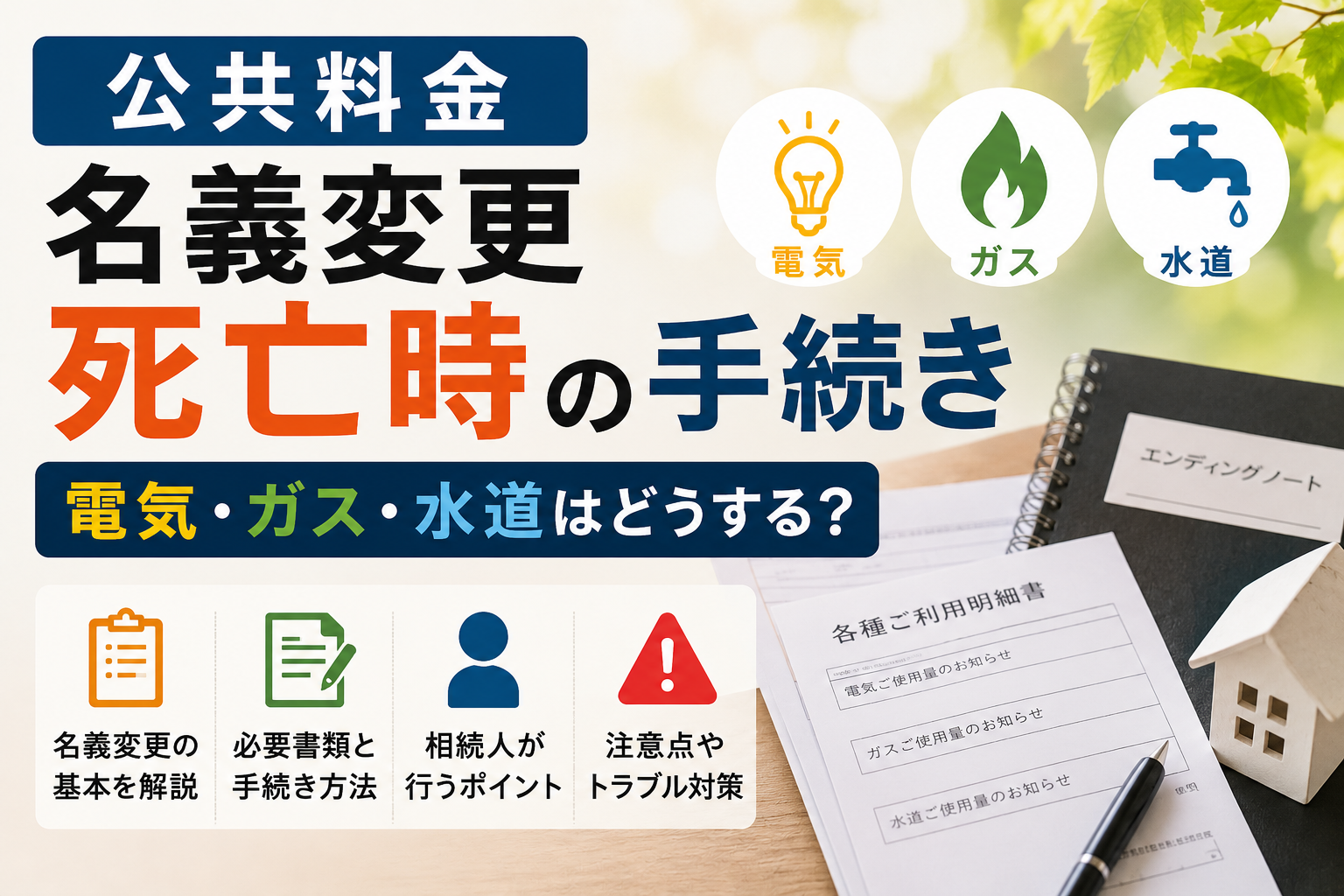 公共料金 名義変更 死亡時の手続き｜電気・ガス・水道はどうする？