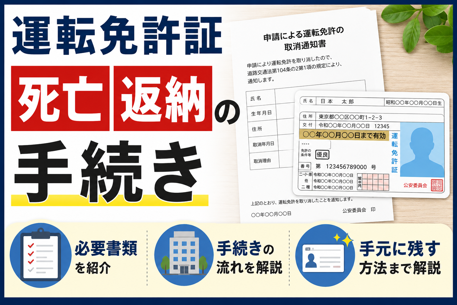 運転免許証 死亡 返納の手続き|義務はある?必要書類・手元に残す方法まで解説