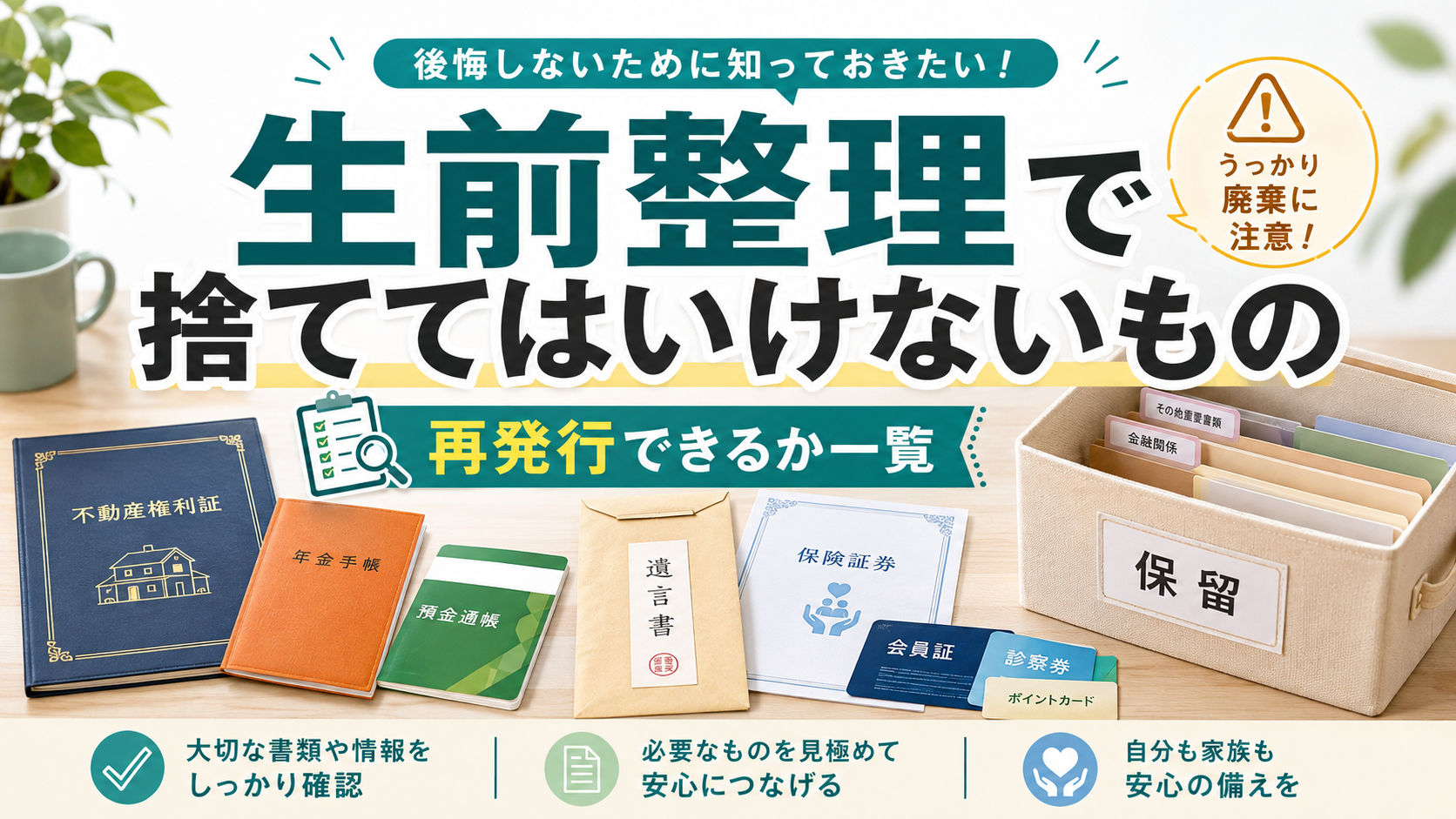 生前整理で捨ててはいけないもの｜再発行できる・できない一覧