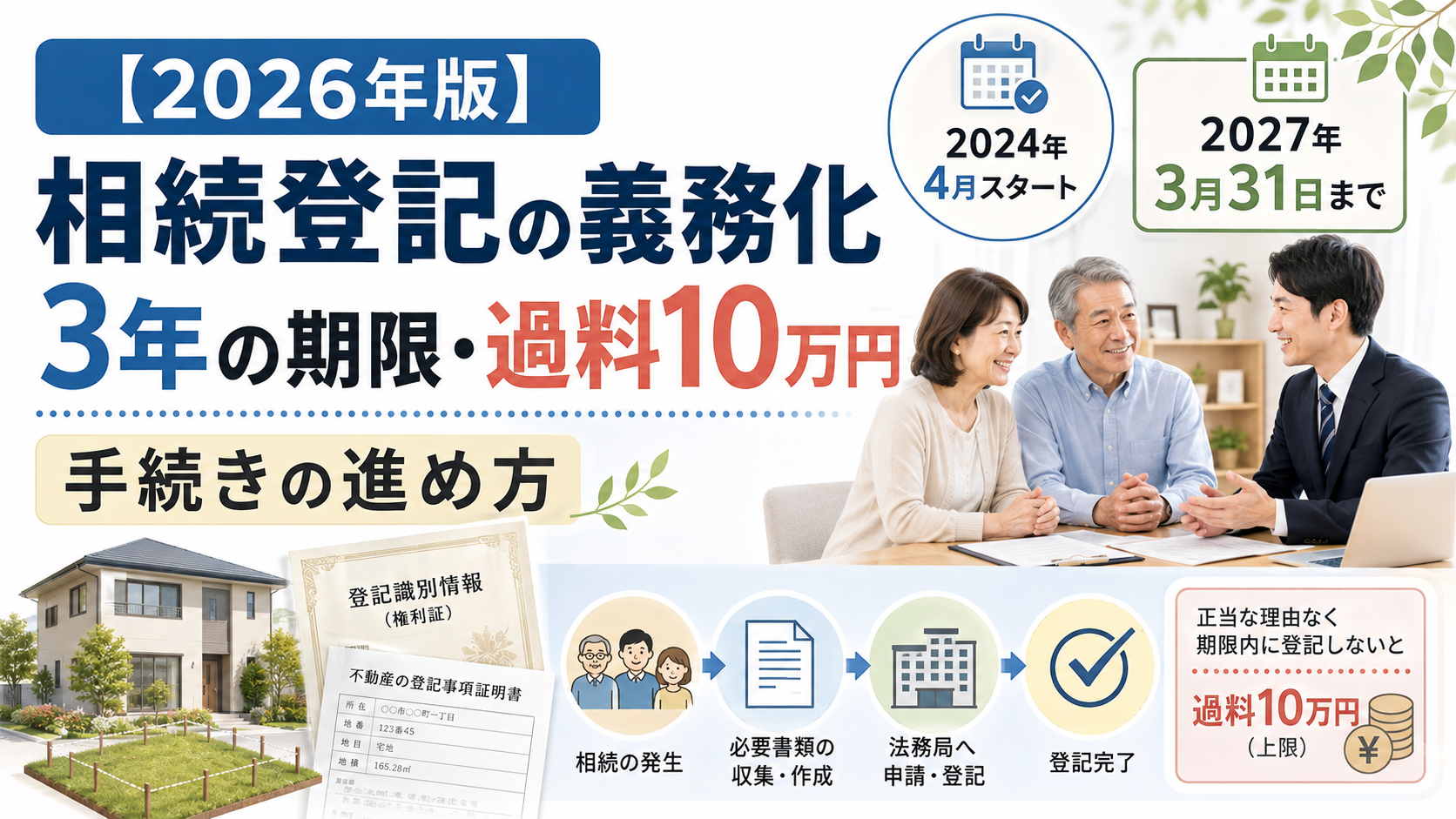 【2026年版】相続登記の義務化｜3年の期限・10万円以下の過料・手続きの進め方