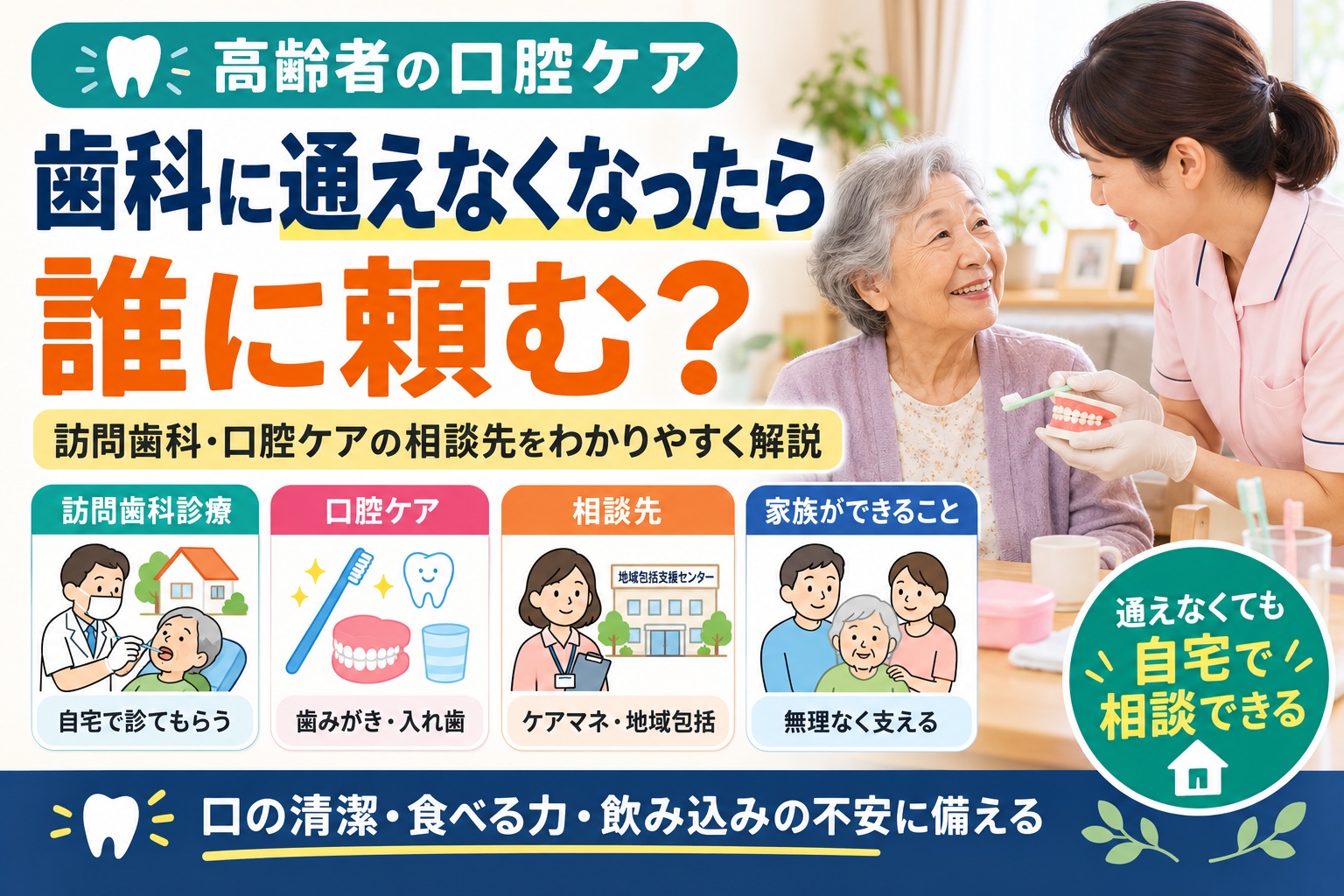 高齢者の口腔ケア｜歯科に通えなくなったら誰に頼む？
