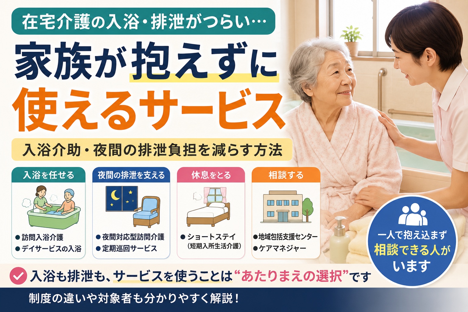 在宅介護の入浴・排泄がつらい｜家族が抱えずに使えるサービス